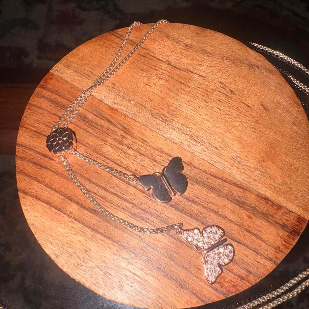 New Rose Gold Adjustable Butterfly Necklace